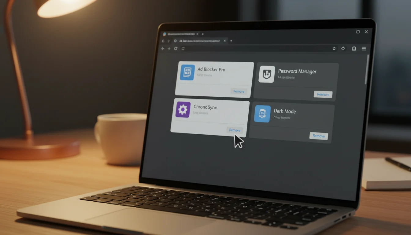 browser extensions page with unwanted extensions being removed