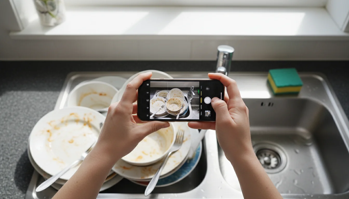 documenting dirty dishes with smartphone camera