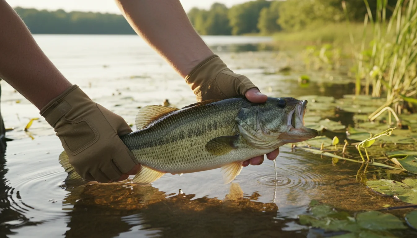 largemouth bass being stocked for carp control