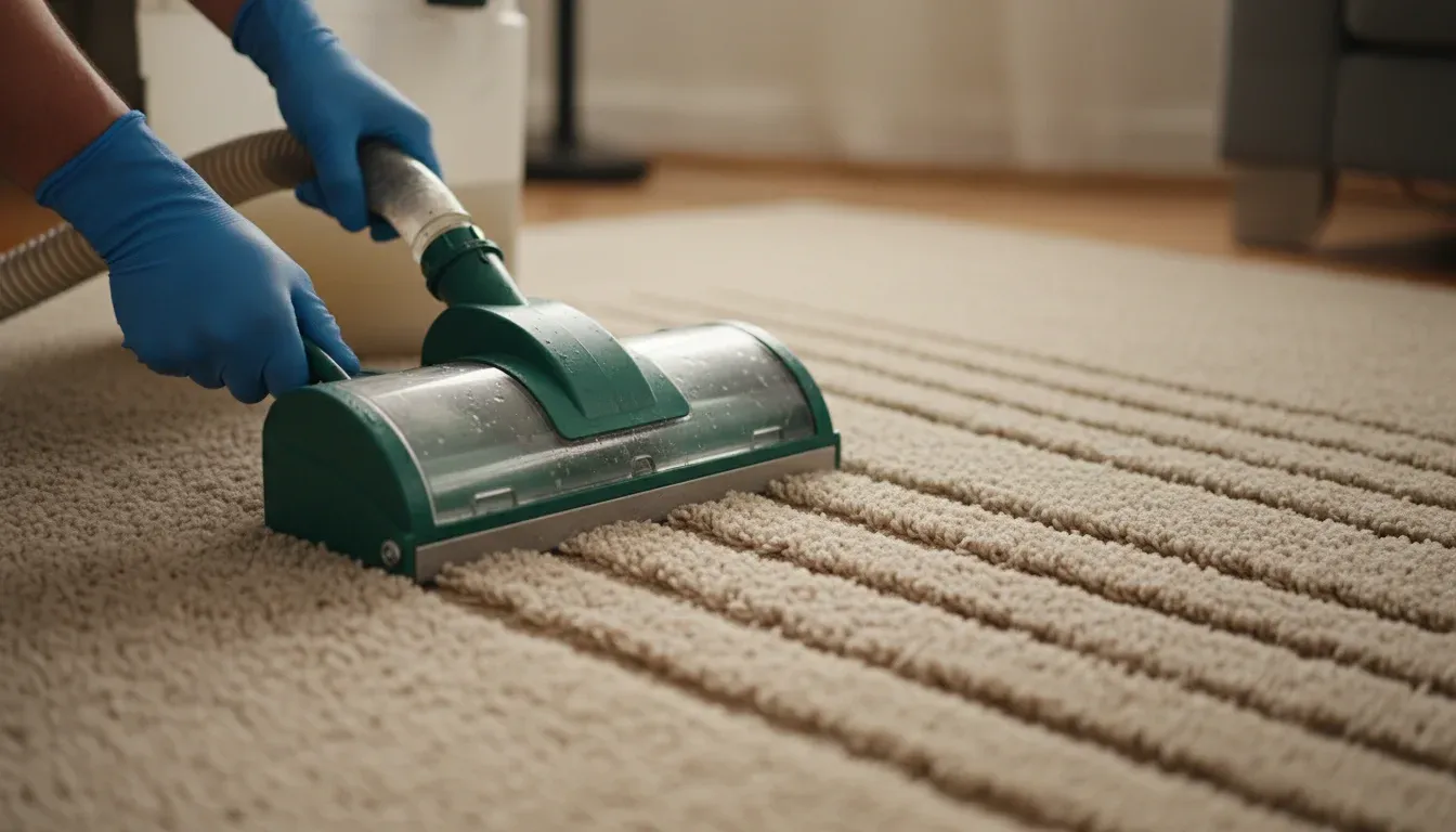 using carpet cleaning machine on stained carpet