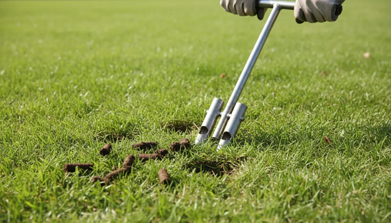 aerating lawn to reduce soil compaction