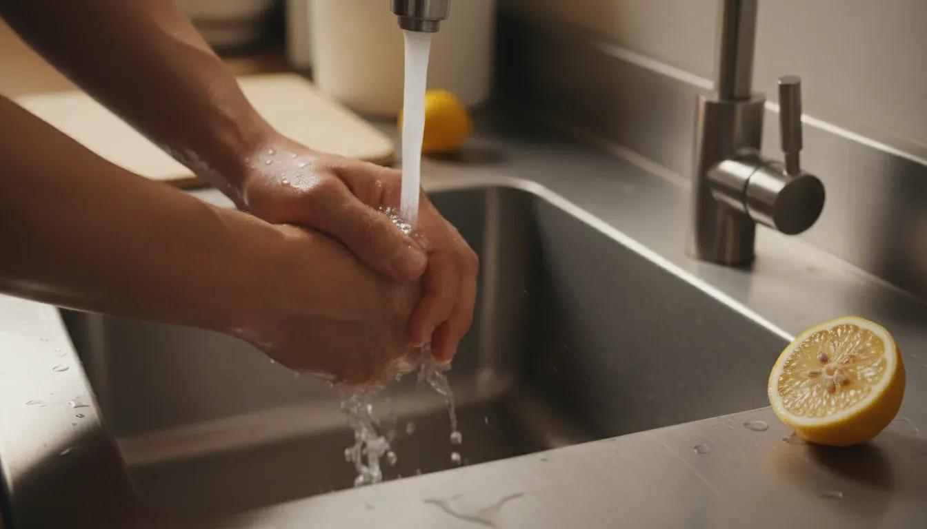 washing hands with lemon to remove cooking odors