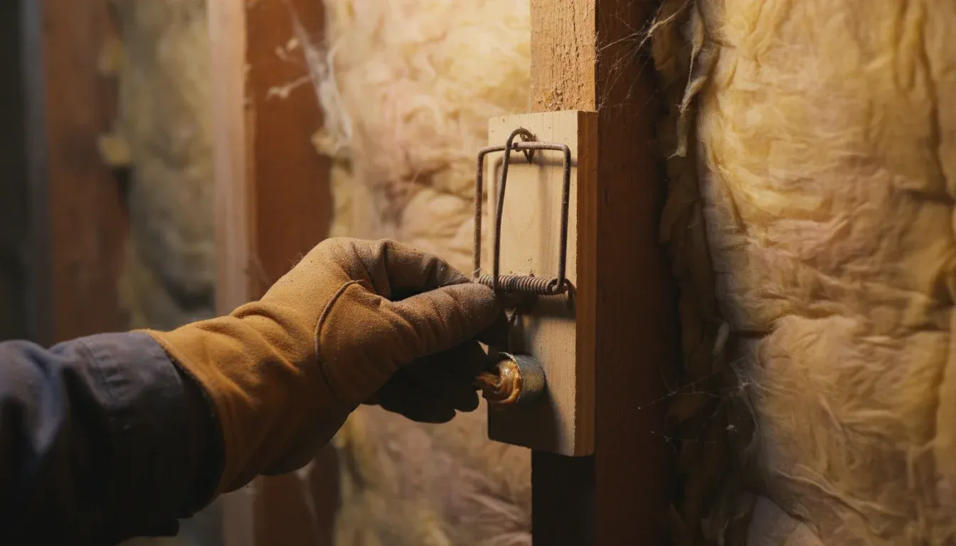 dry ice placed near mouse nest in attic corner