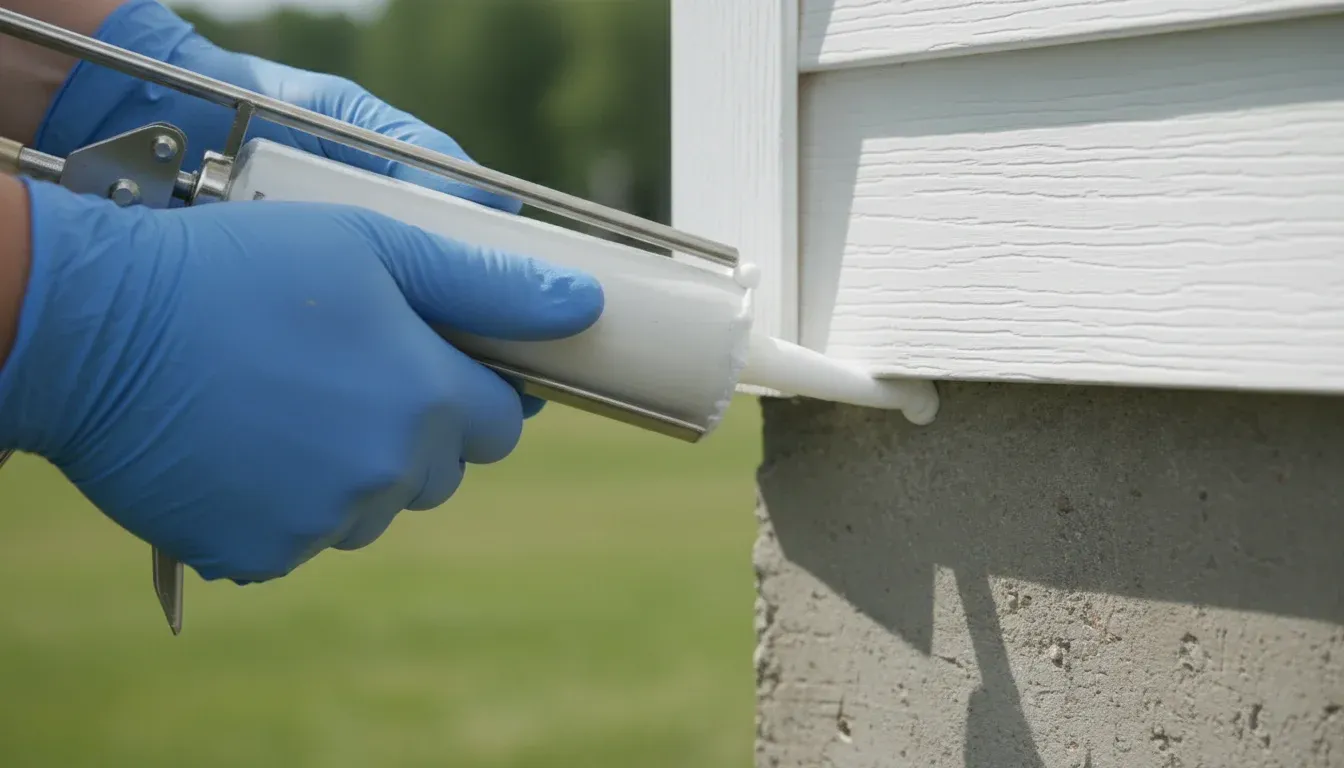 sealing foundation gap with caulk gun