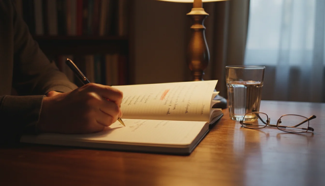 Person writing in a journal as part of image rehearsal therapy for nightmares