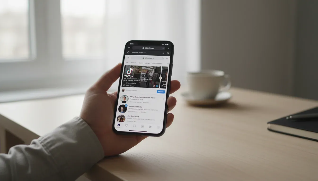 TikTok accessed through web browser on smartphone