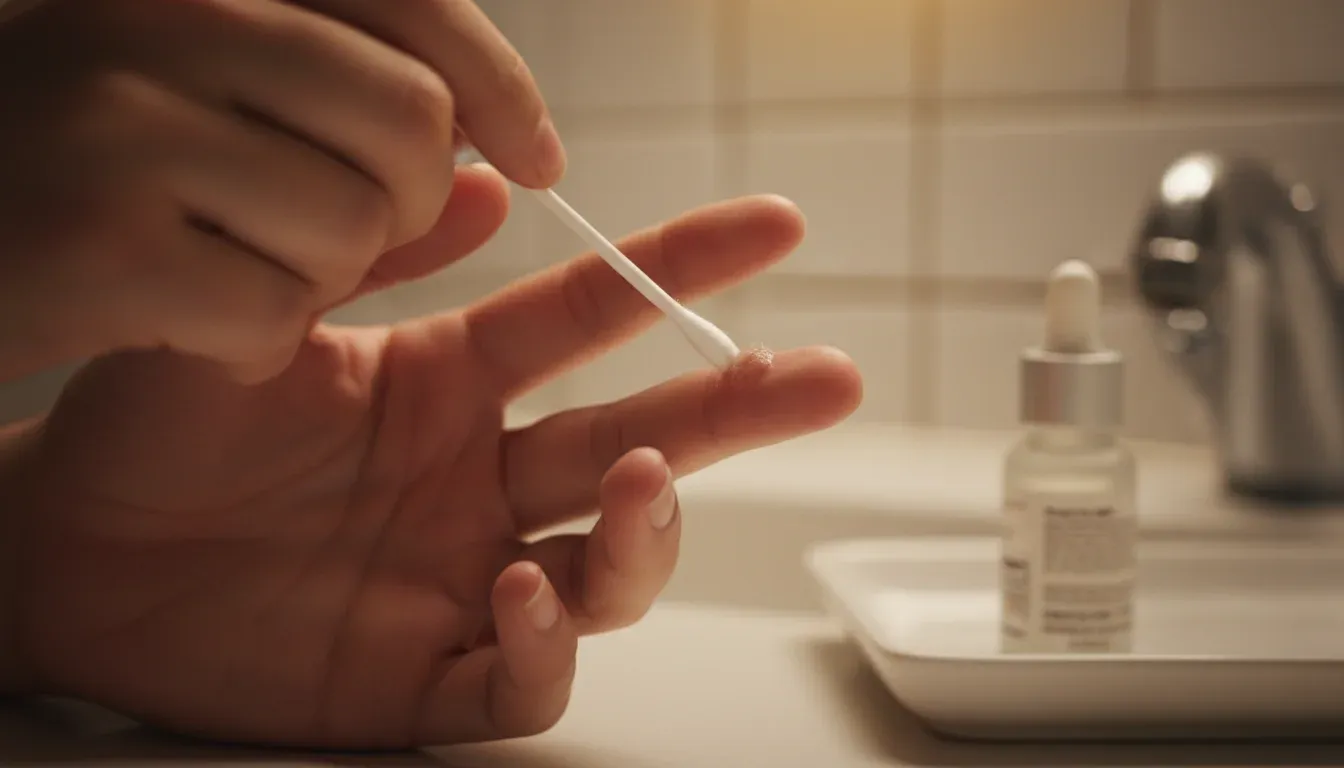 applying salicylic acid to wart with cotton swab